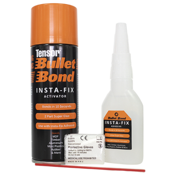 TENSOR BULLET BOND INSTA-FIX MITRE ADHESIVE KIT (200ml Spray & 50ml Glue)
