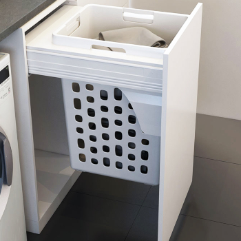LAUNDRY BASKET & FRAME with Runner suit 450mm cabinet width - 1 x 48 ltr 