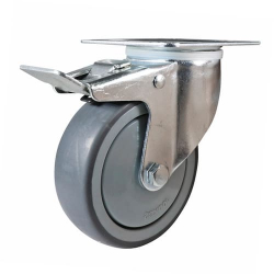 Swivel Castor With Brake Rubber Wheel 100mm