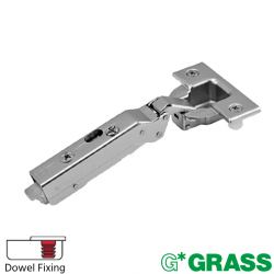 Grass Tiomos 110 Degree Full Overlay Cabinet Hinge with Dowels - Open Position