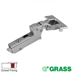 Grass Tiomos 110 Degree Full Inset Cabinet Hinge with Dowels - Open Position