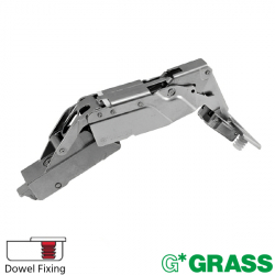 Grass Tiomos 155 Degree Full Overlay Cabinet Hinge with Dowels - Open Position