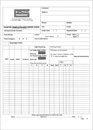 Just 2Pac Panel & Filler Order Form